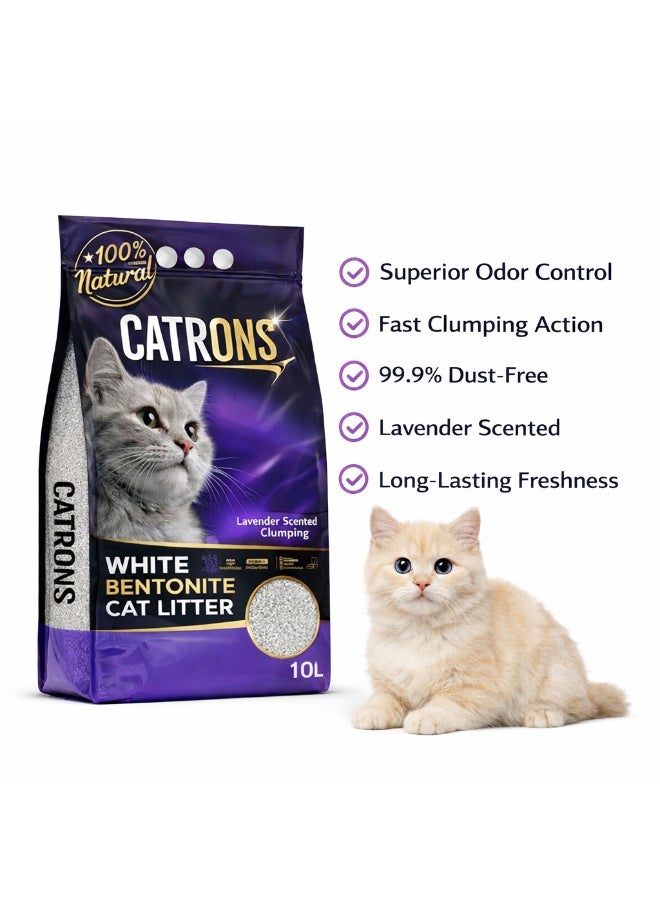 Catron Cat Litter Lavender 10L – Premium Turkish White Bentonite, Fast Clumping, 99% Dust Free, Strong Odor Control | Catron - Image 4
